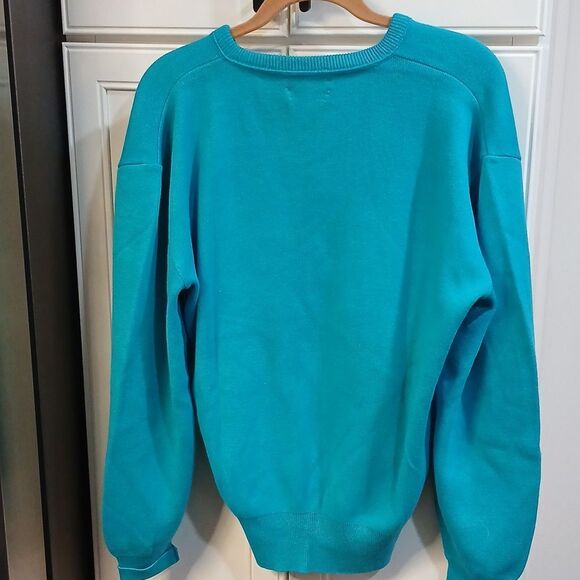 Mens Vintage Dior Turquoise V-Neck Golf Sweater - Picture 4 of 4